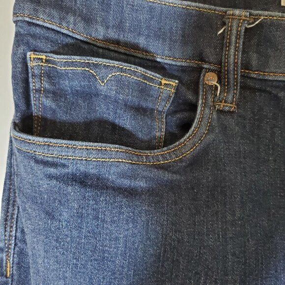 Rising Sun Co Slim Fit Jean Dark Wash Stretch Leather Patch Mid Rise Women 34 - Picture 3 of 9